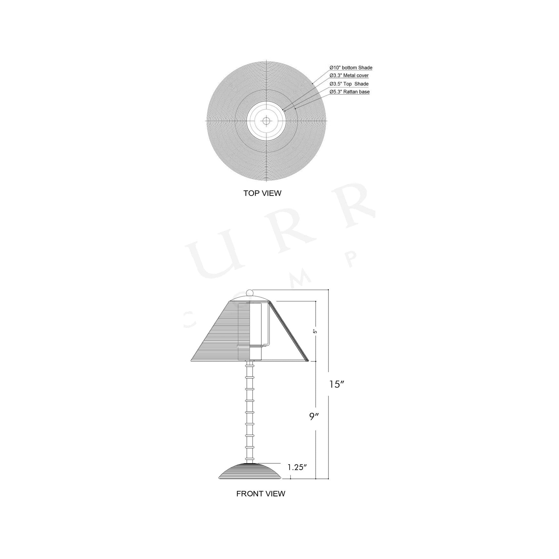 Skitter LED Rechargeable Table Lamp - line drawing.
