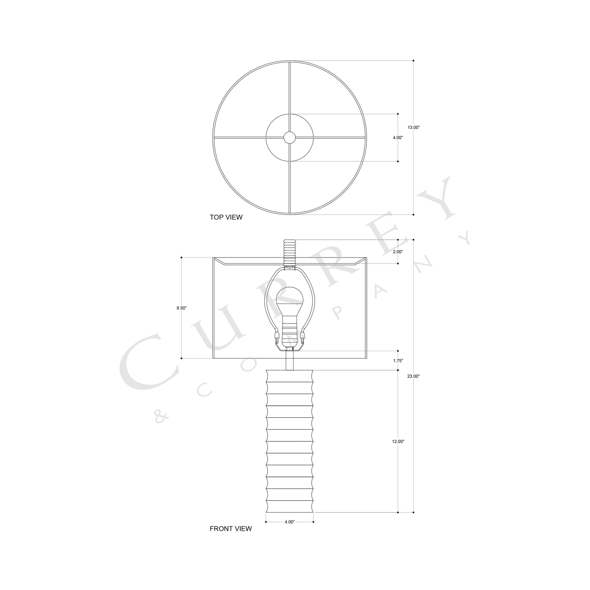 Snowdrop Table Lamp - line drawing.