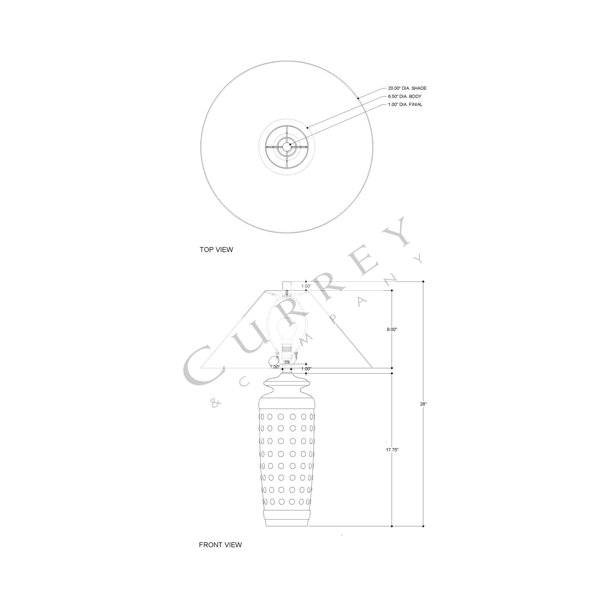 Sonoran Table Lamp - line drawing.
