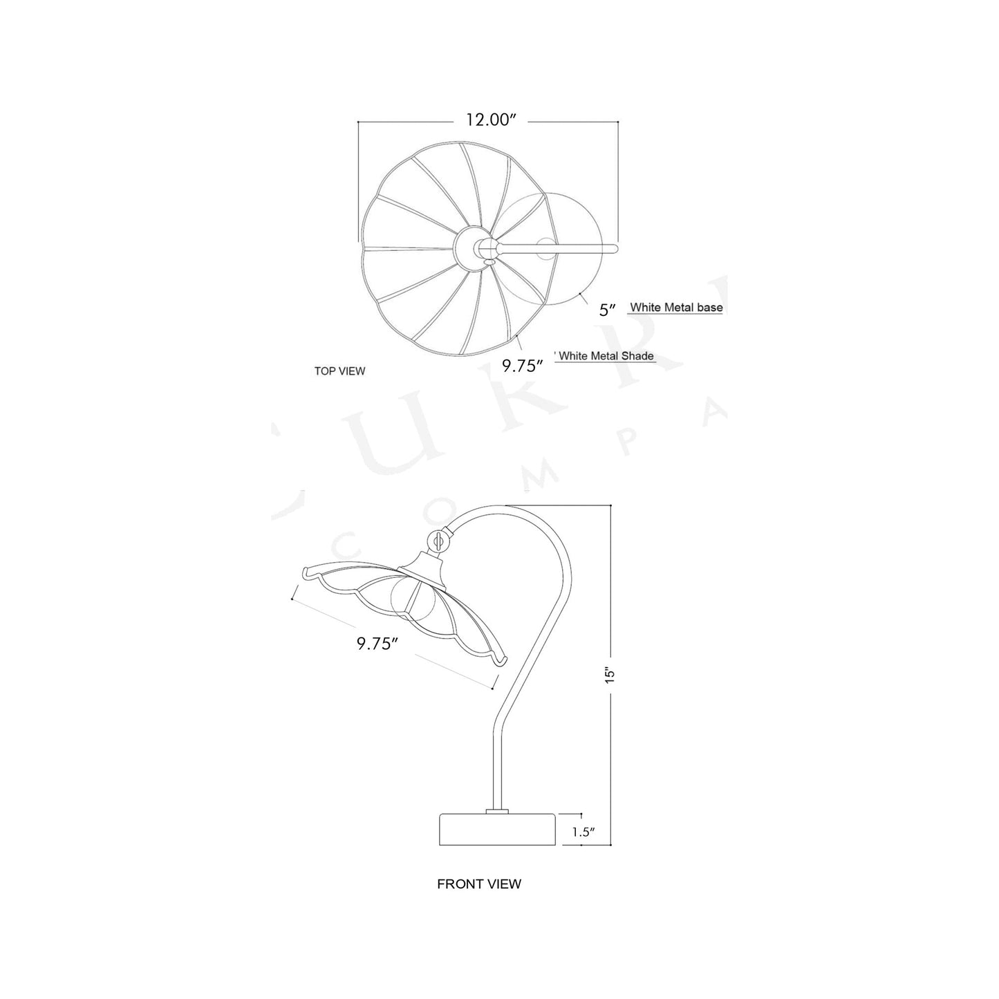 Springe LED Rechargeable Table Lamp - line drawing.