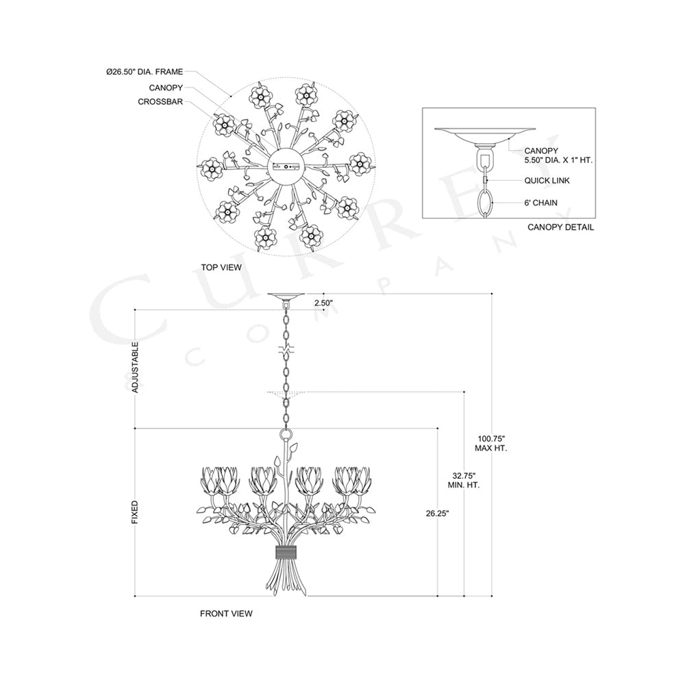 Star Magnolia Chandelier - line drawing.