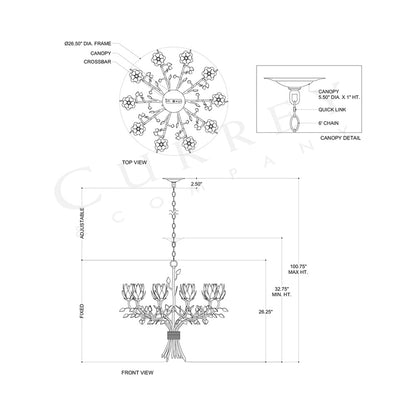 Star Magnolia Chandelier - line drawing.