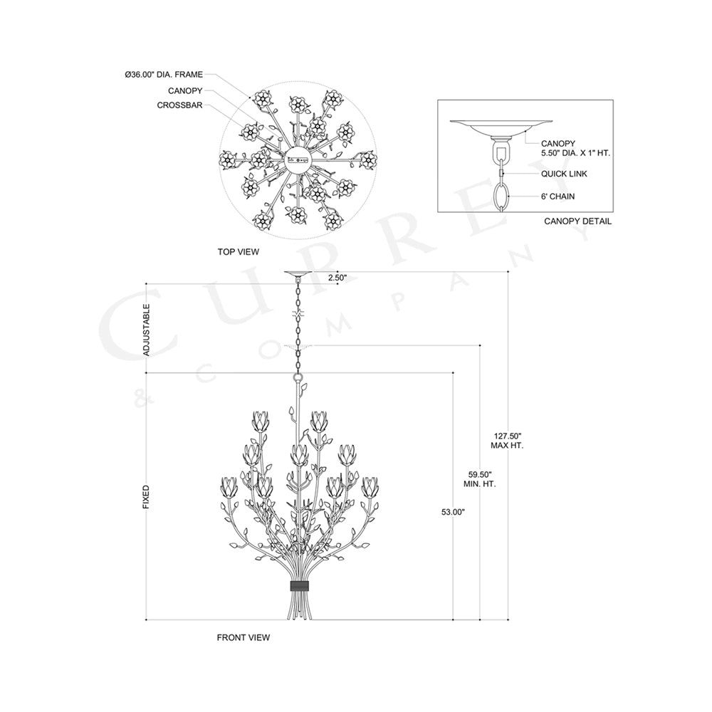 Star Magnolia Chandelier - line drawing.