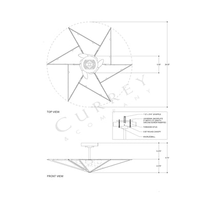 Stargazer Semi Flush Mount Ceiling Light - line drawing.