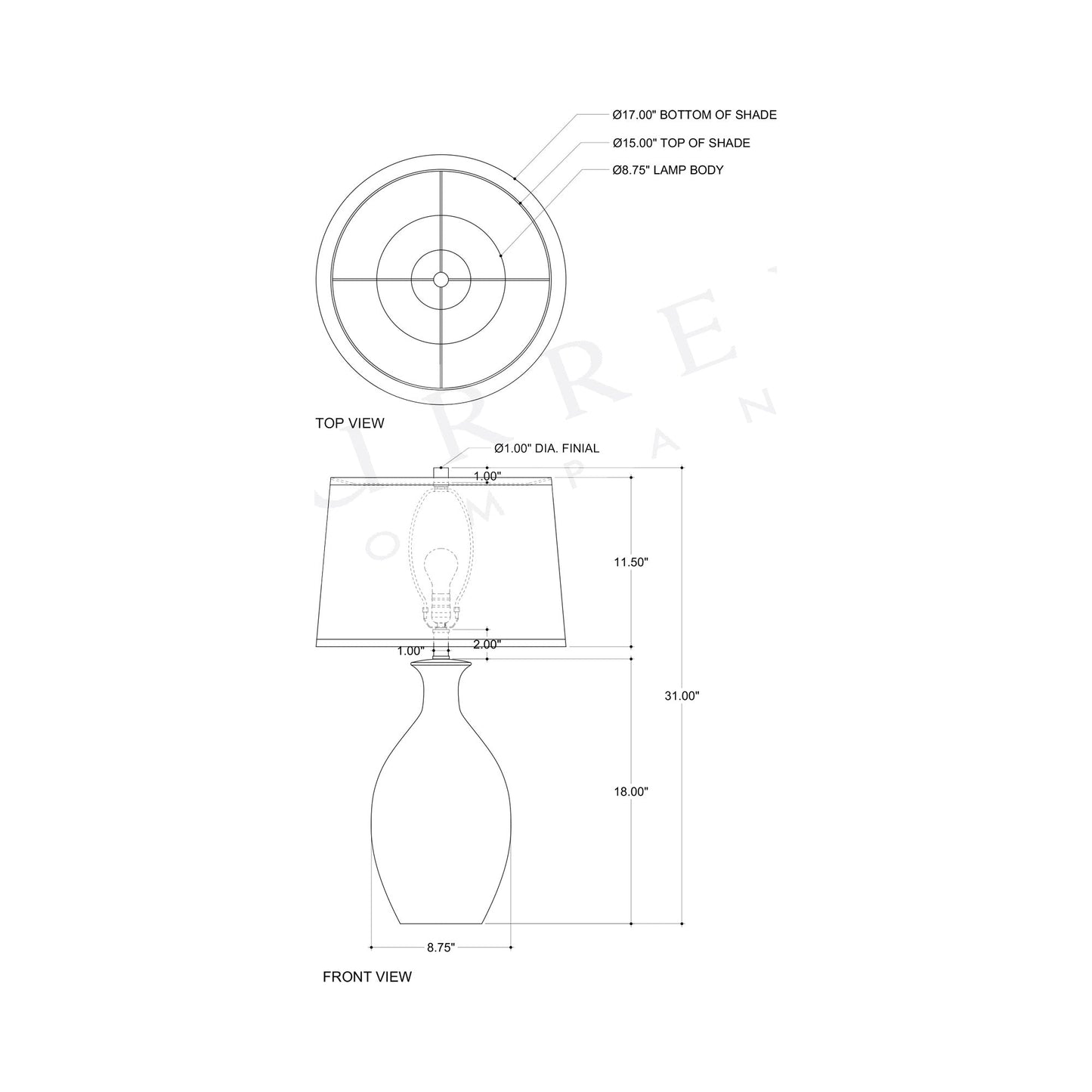Stellata Table Lamp - line drawing.