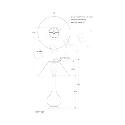 Striae Table Lamp - line drawing.