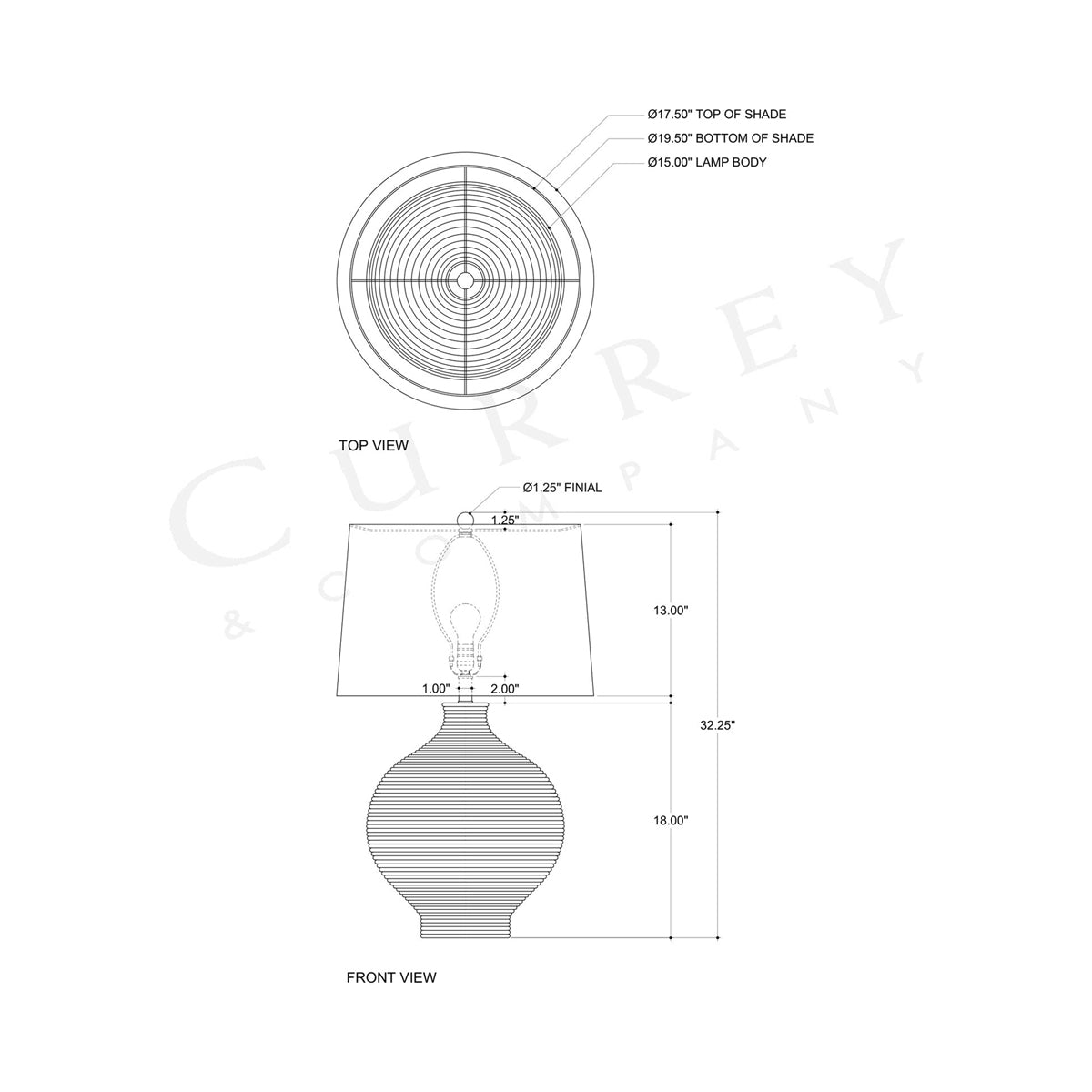 Susel Table Lamp - line drawing.