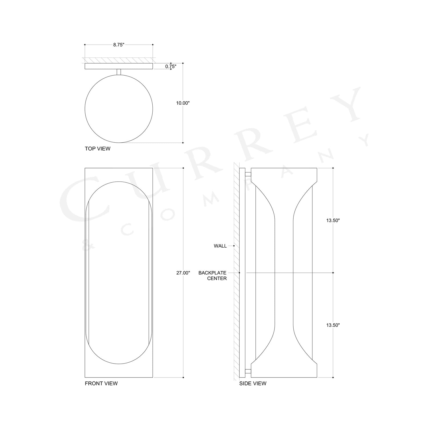 Swale Outdoor LED Wall Light - line drawing.