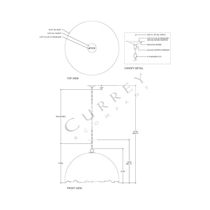 Tamago Pendant Light - line drawing.