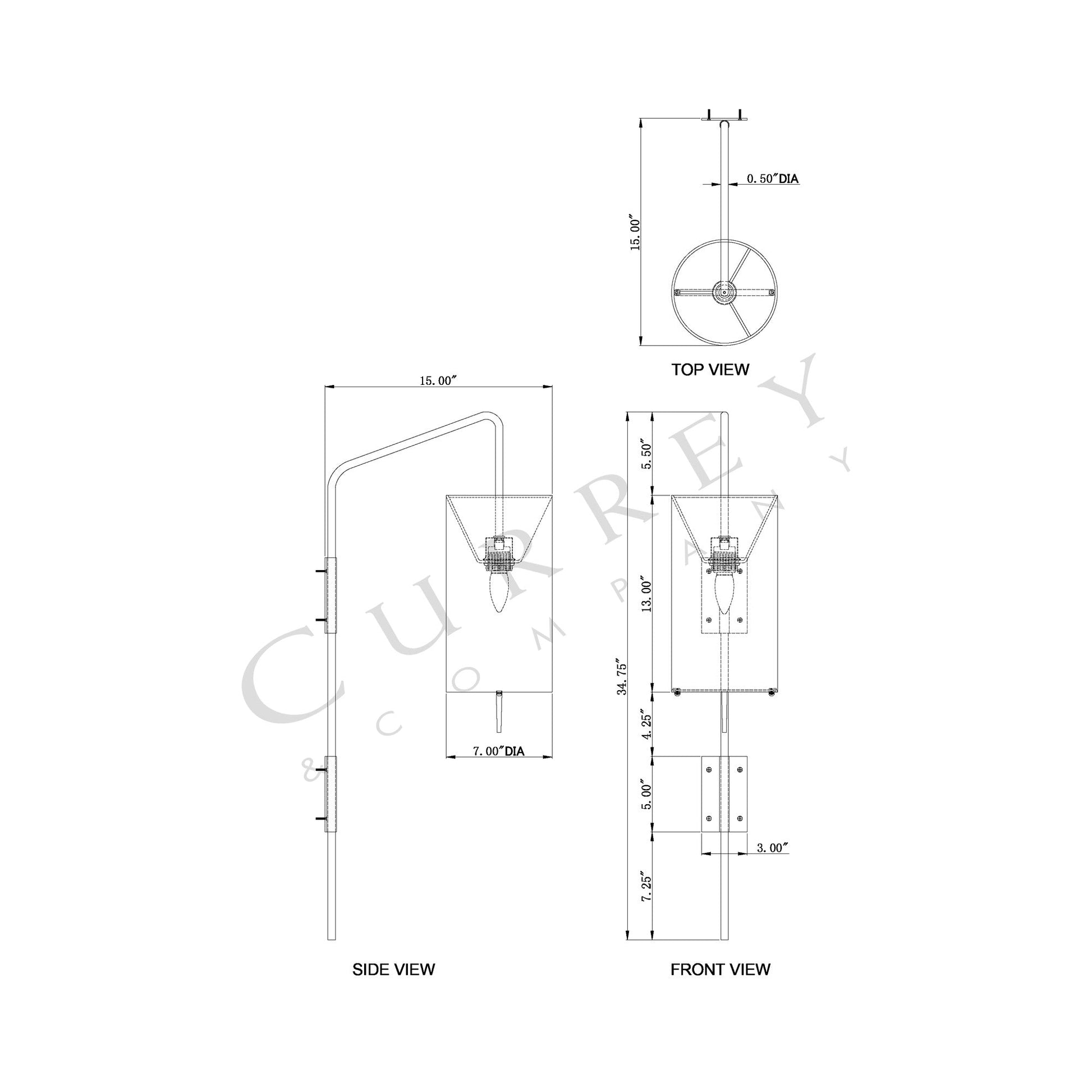 Tamsin Wall Light - line drawing.