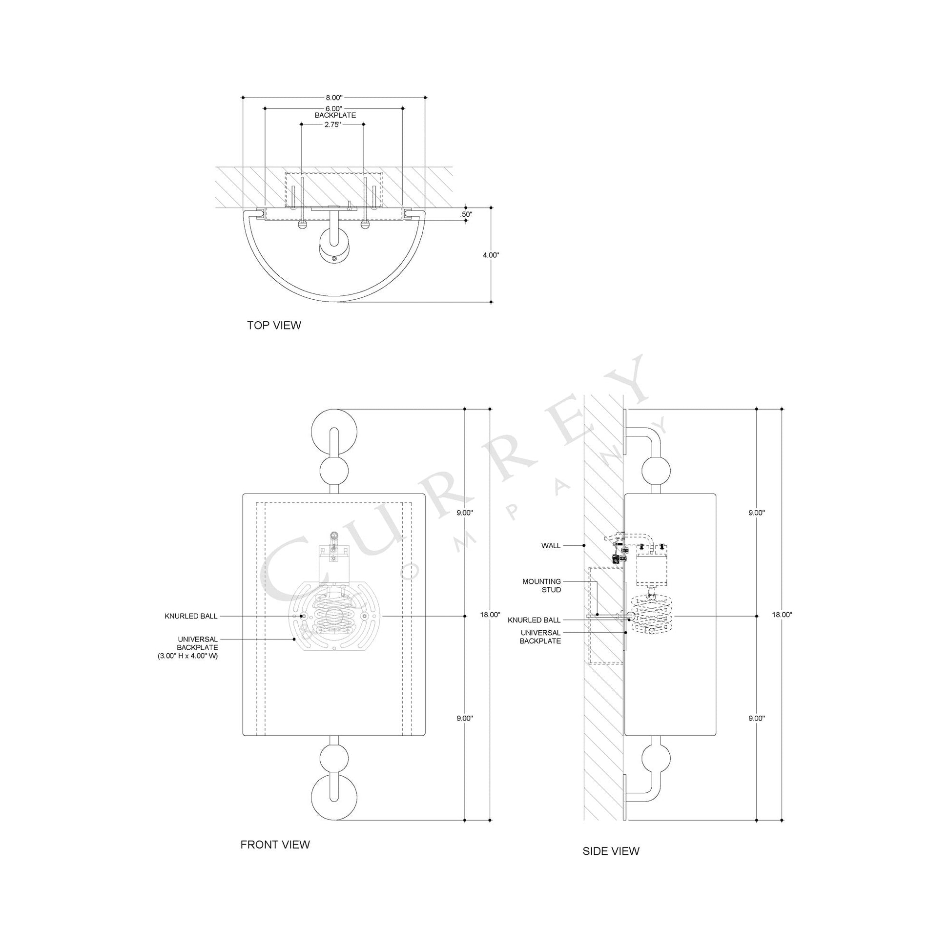 Tavey Wall Light - line drawing.