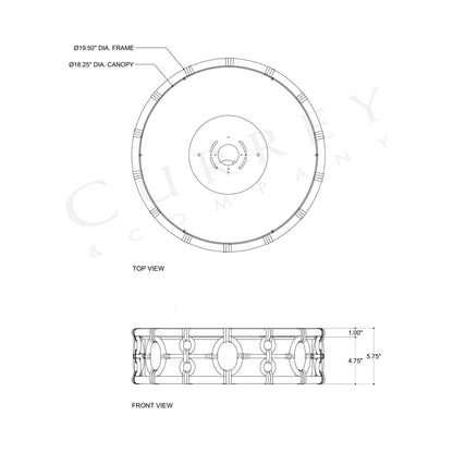 Tegal LED Flush Mount Ceiling Light - line drawing.