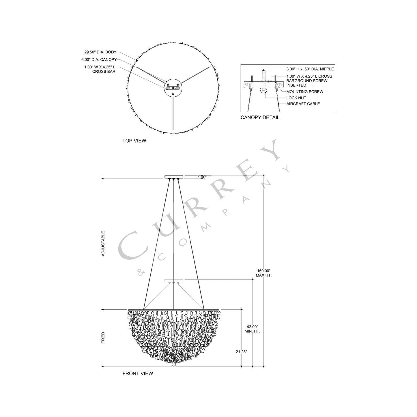 Thalassa Pendant Light - line drawing.