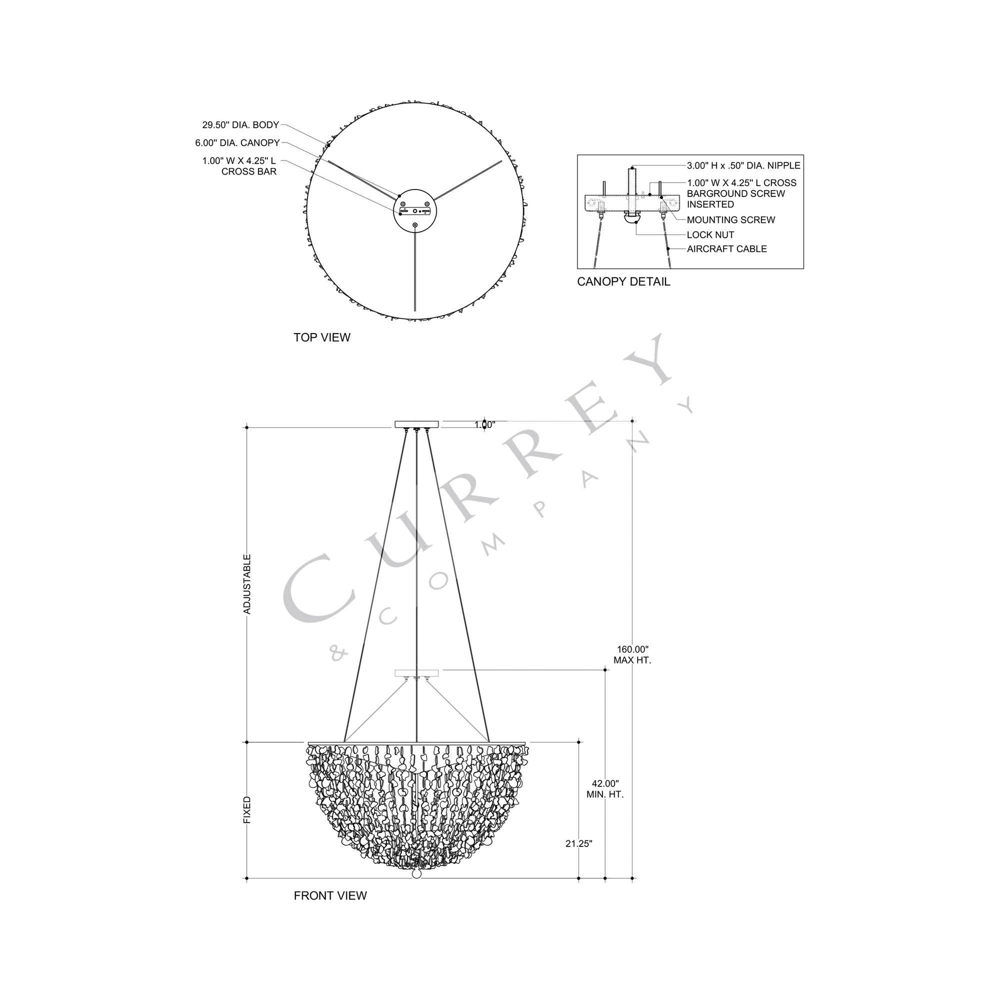 Thalassa Pendant Light - line drawing.