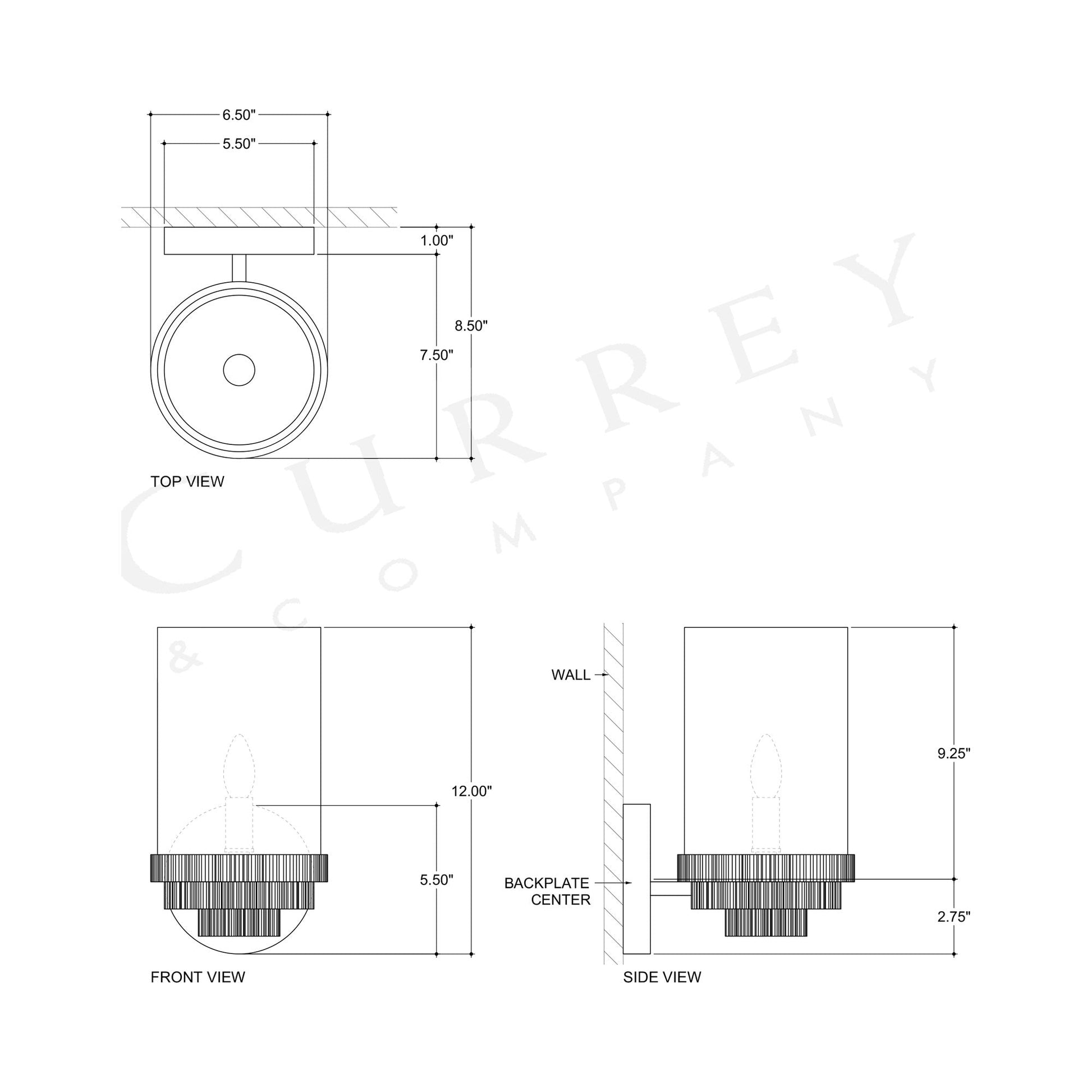 Thorley Wall Light - line drawing.