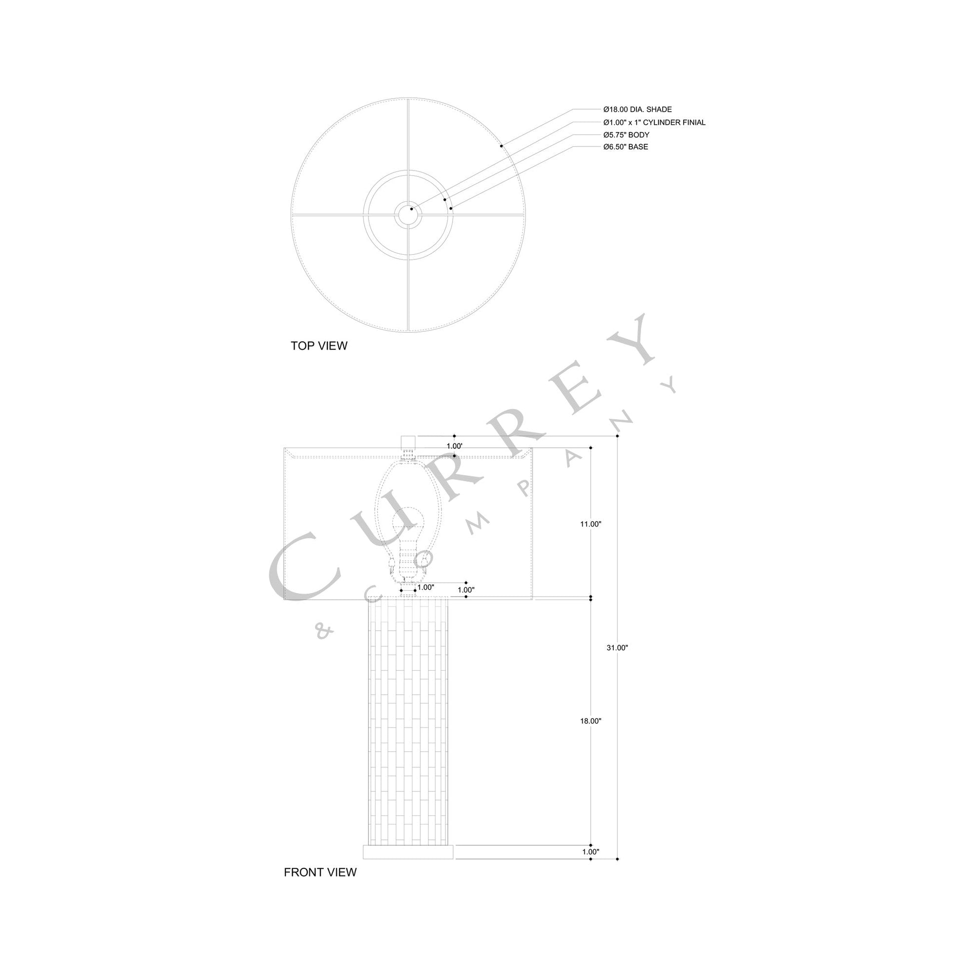 Tia Table Lamp - line drawing.