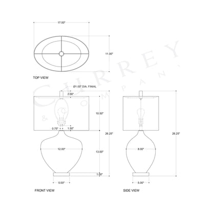 Tinney Table Lamp - line drawing.