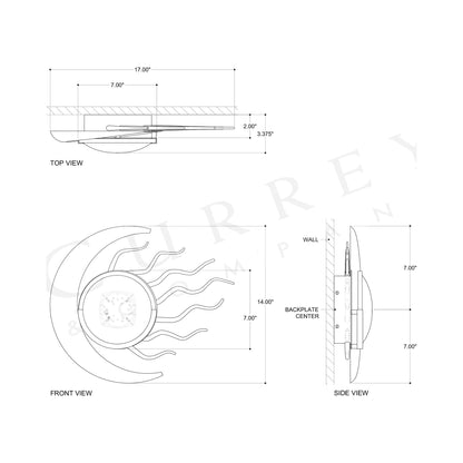 Tona LED Wall Light - line drawing.