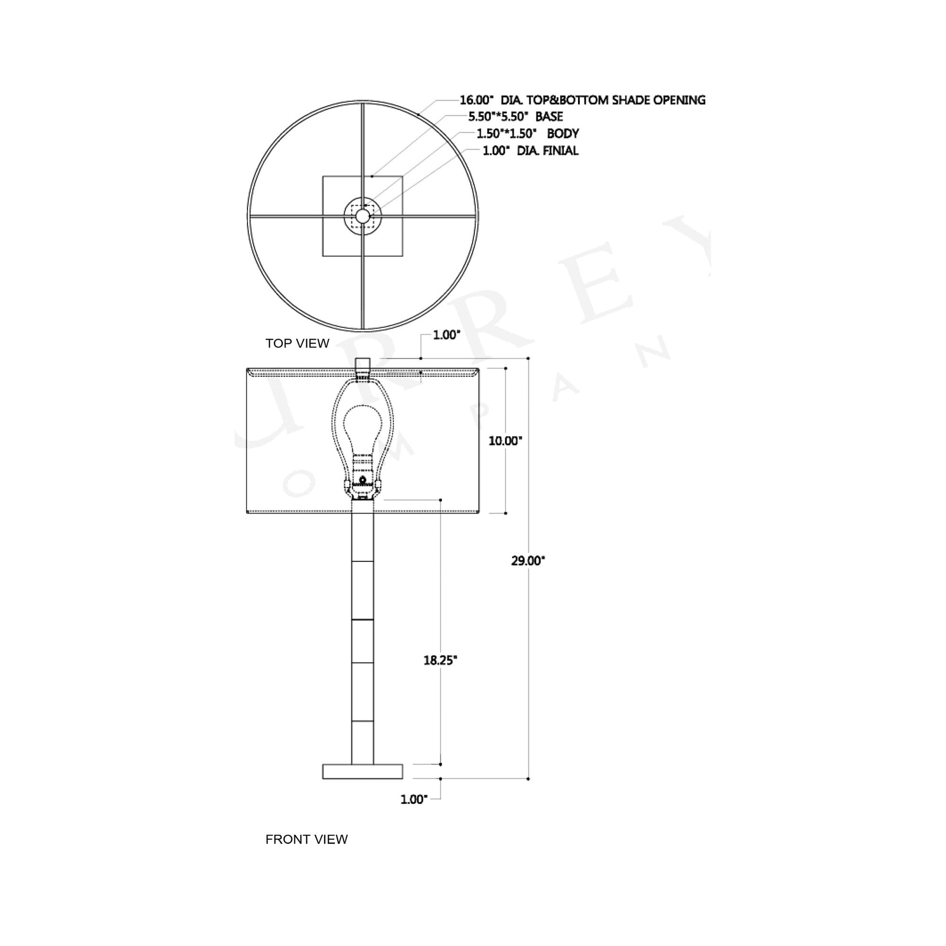 Toshiro Table Lamp - line drawing.
