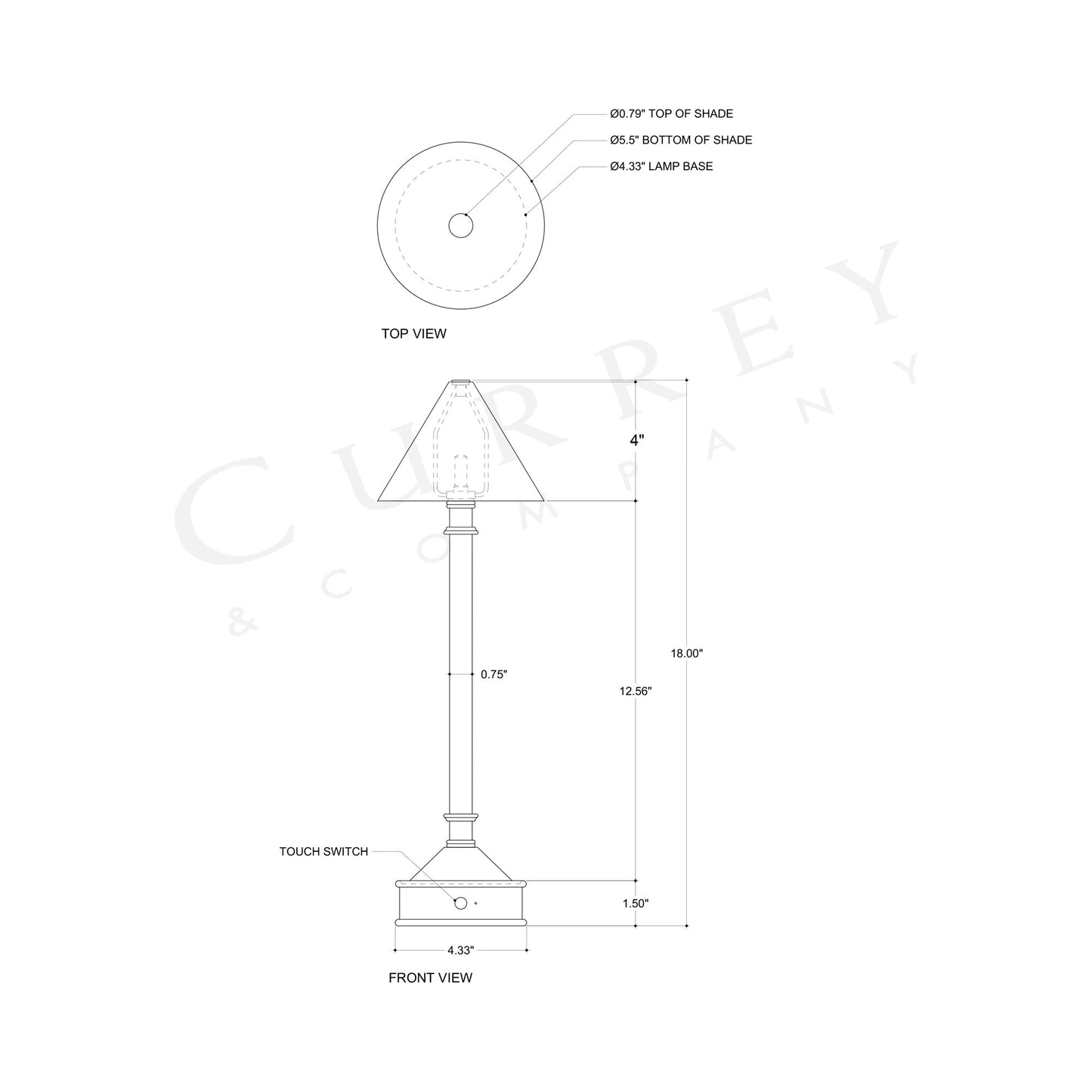 Traipse Table Lamp - line drawing.