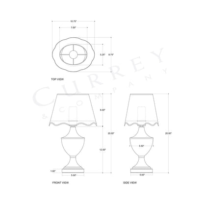Travelogue LED Rechargeable Table Lamp - line drawing.