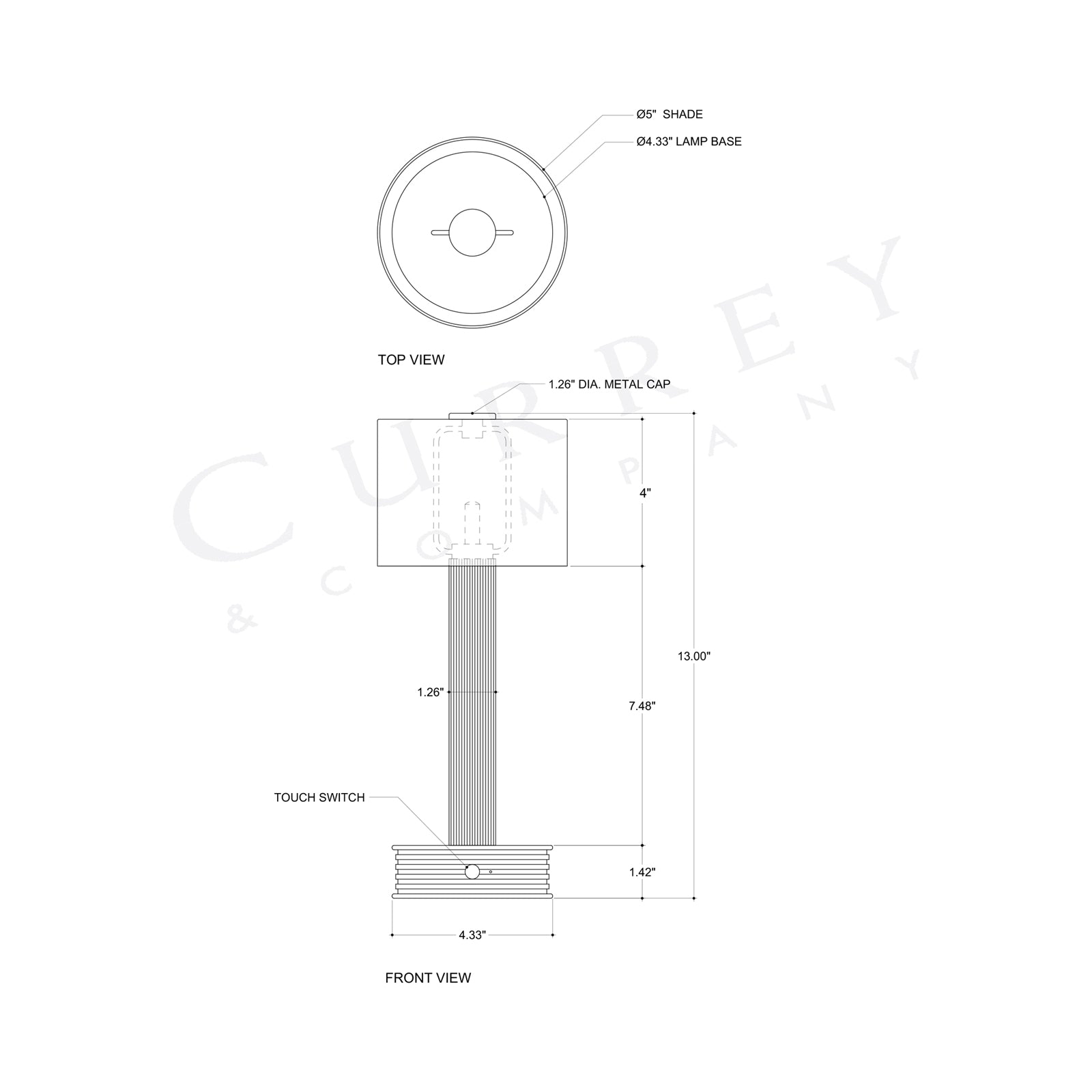 Traverse Table Lamp - line drawing.