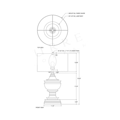 Tribute Table Lamp - line drawing.