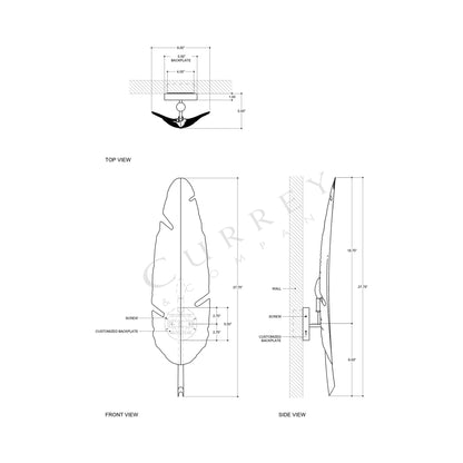 Tropical Wall Light - line drawing.