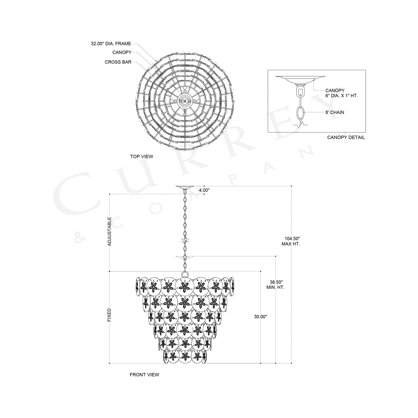 Tulum Chandelier - line drawing.