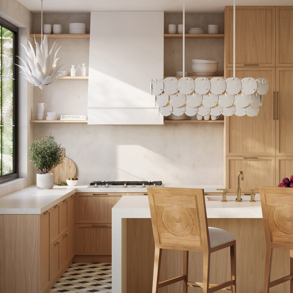 Tulum Oval Chandelier in kitchen.