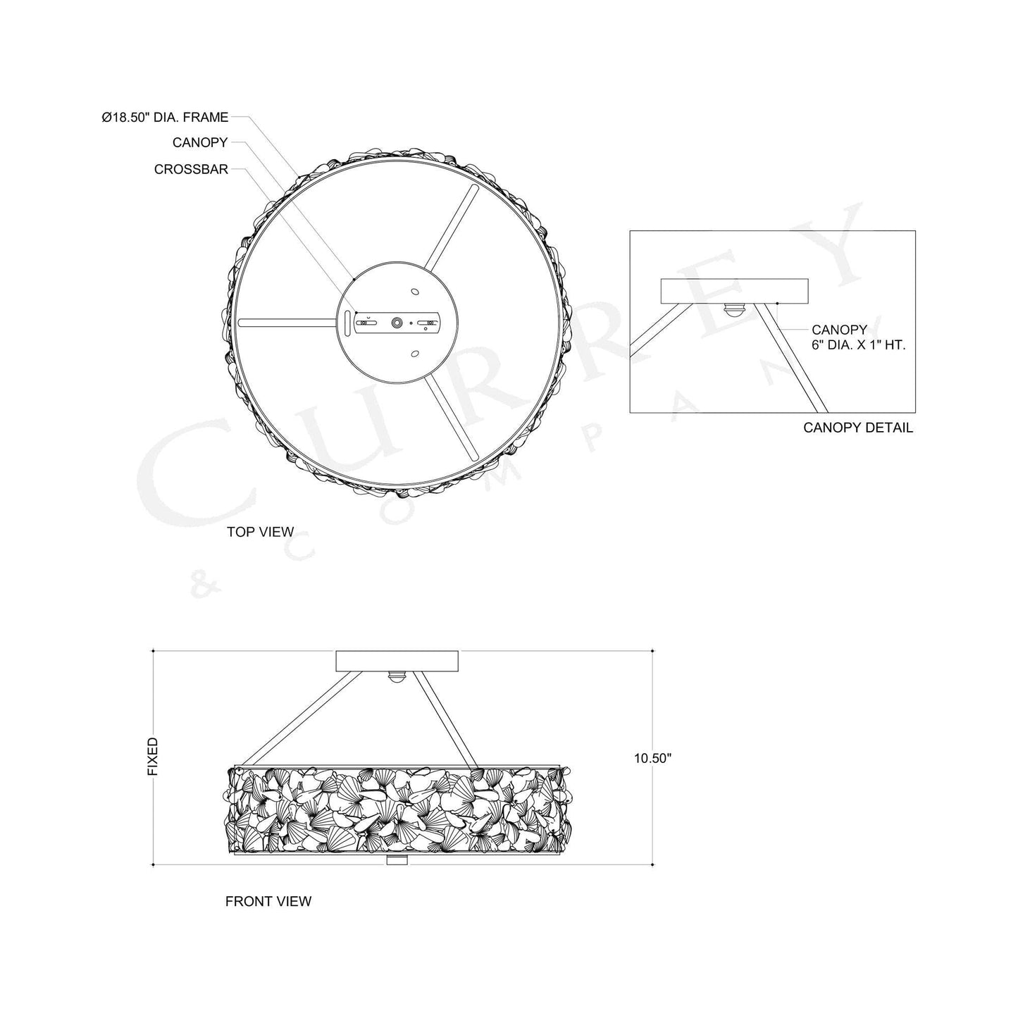 Turbinella LED Semi Flush Mount Ceiling Light - line drawing.