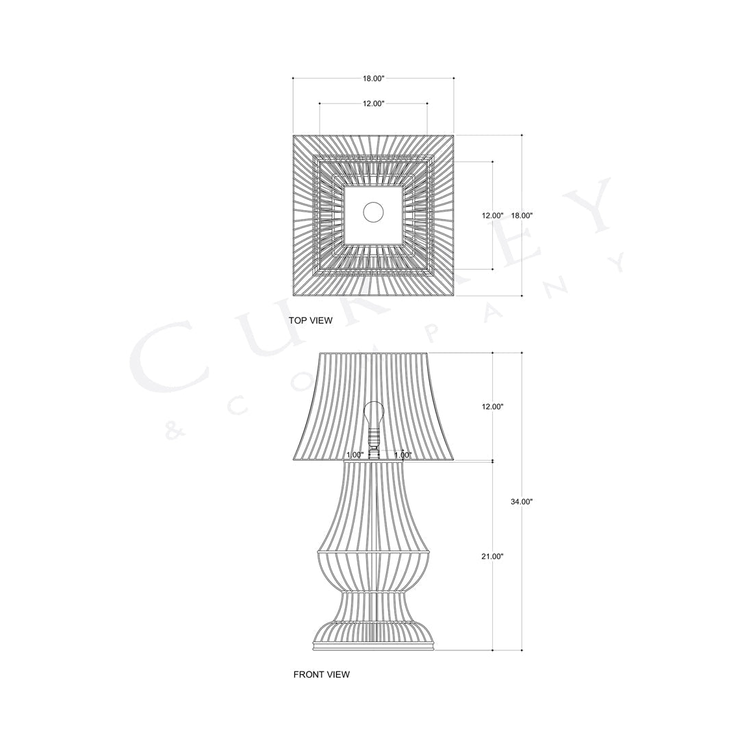 Tuteurs Table Lamp - line drawing.