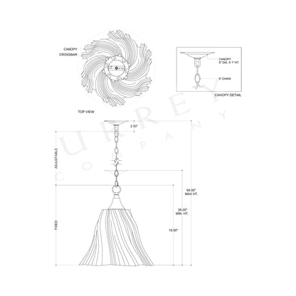 Twirl Pendant Light - line drawing.