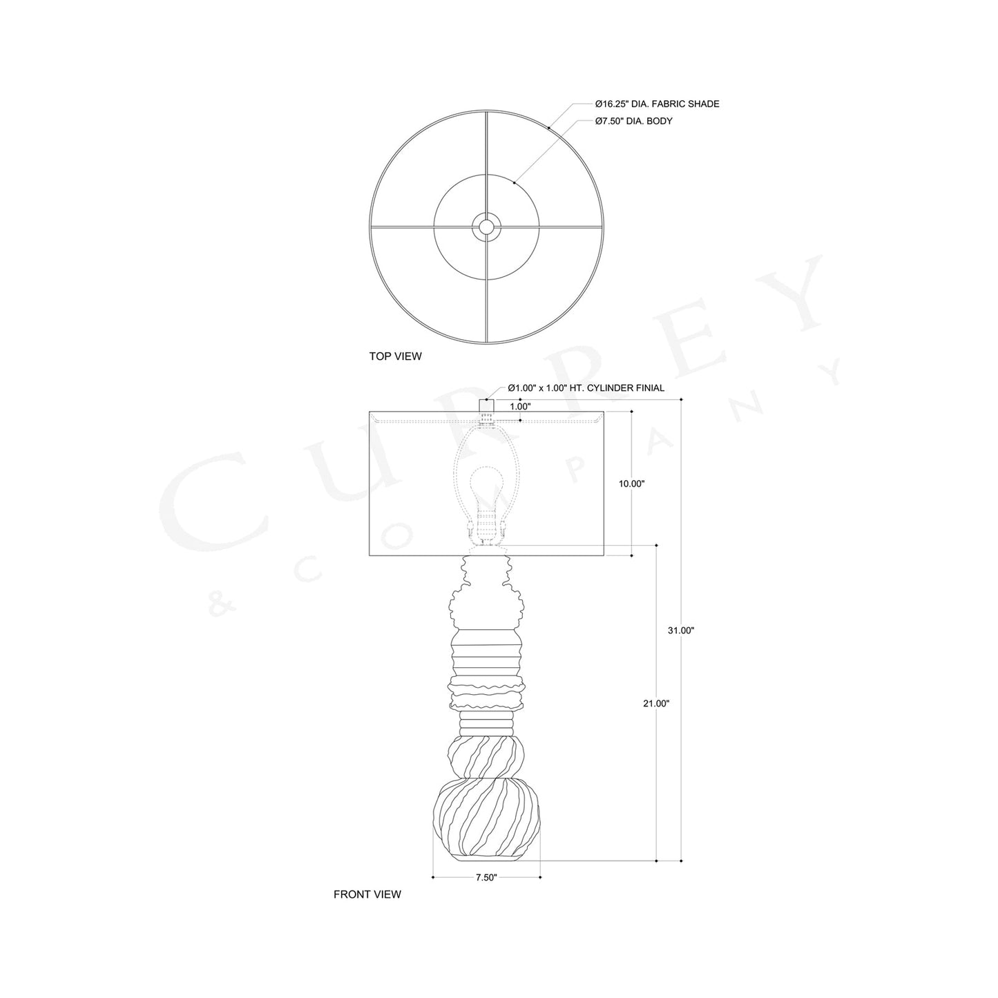 Undersea Table Lamp - line drawing.