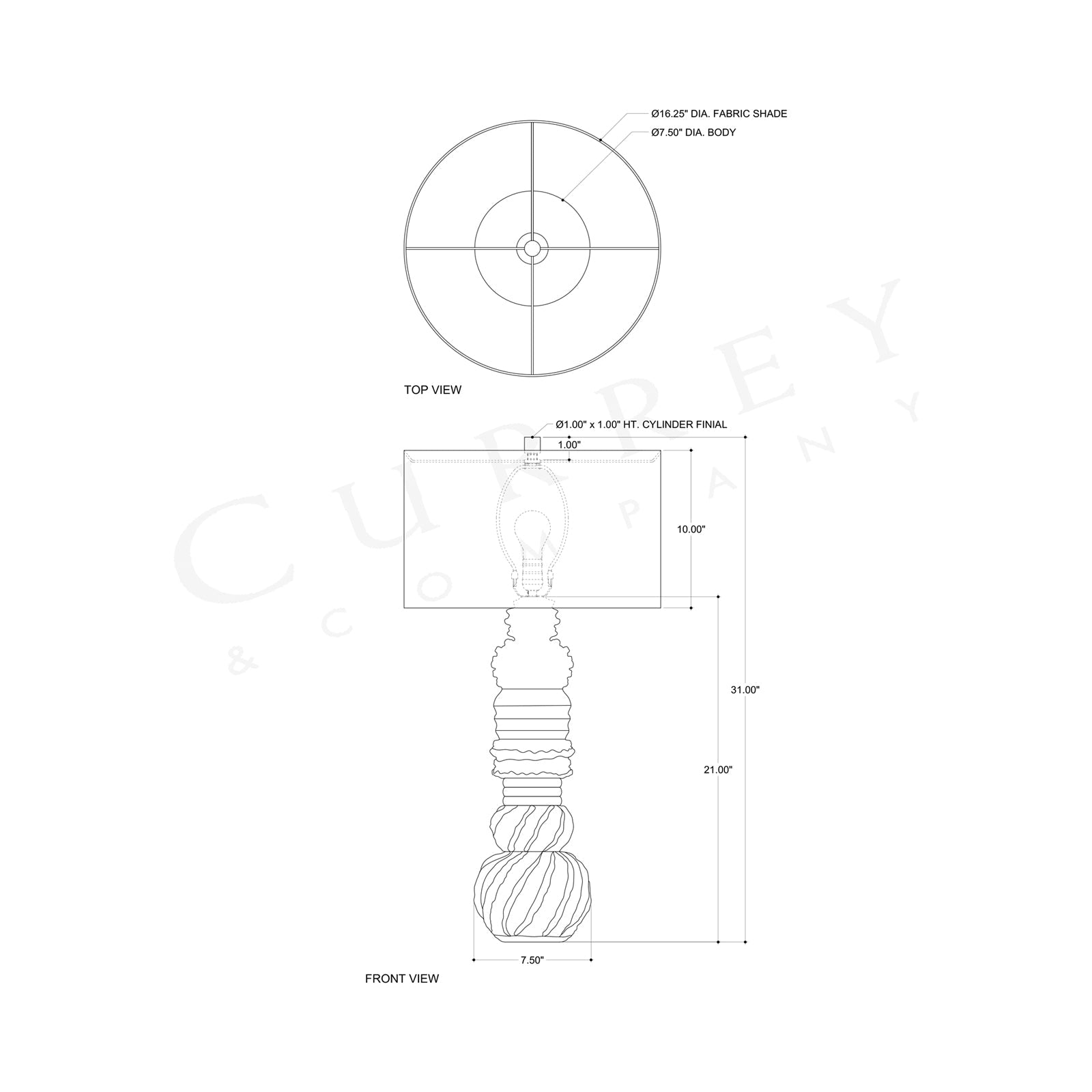 Undersea Table Lamp - line drawing.