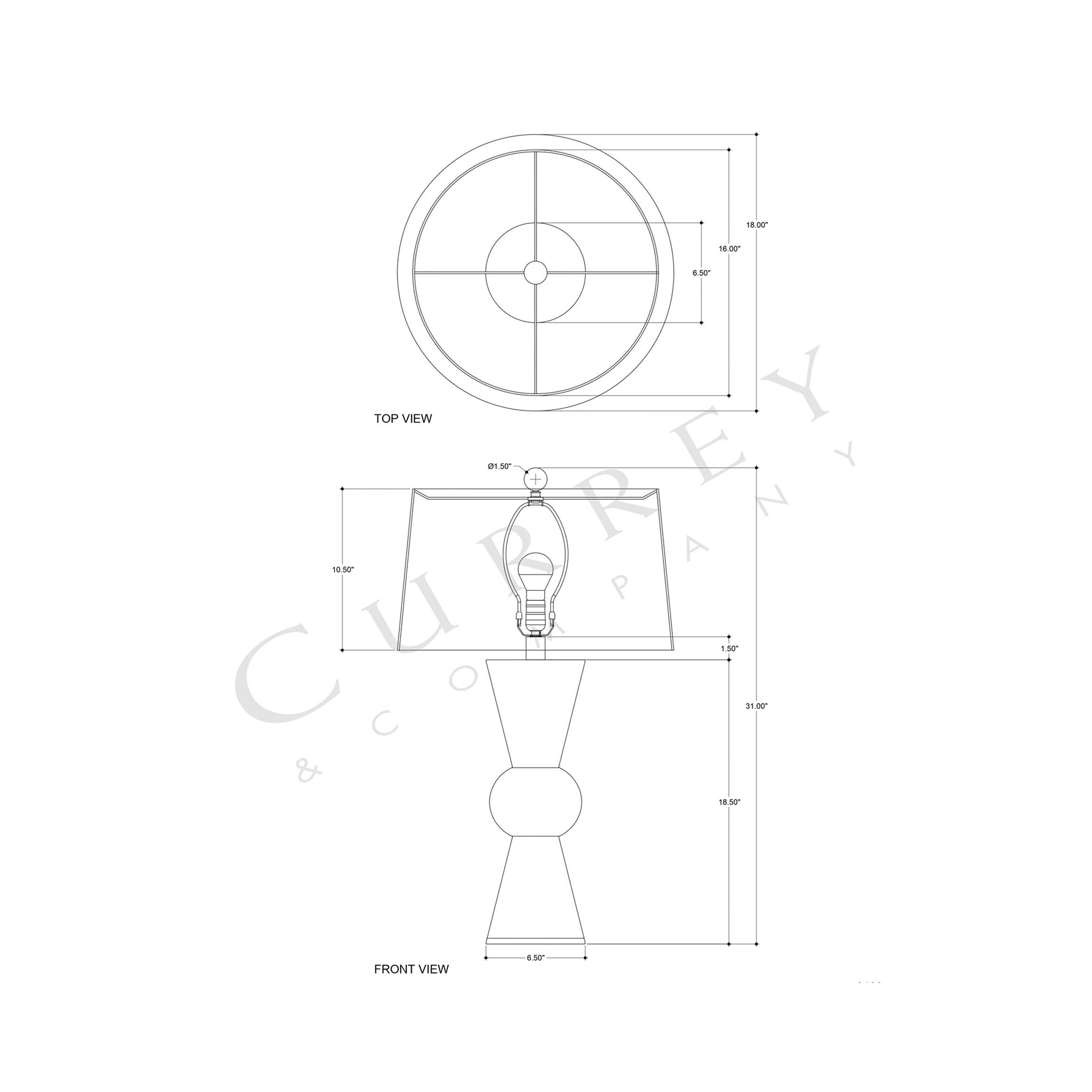 Upbeat Table Lamp - line drawing.