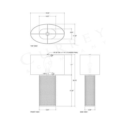 Uroko Table Lamp - line drawing.