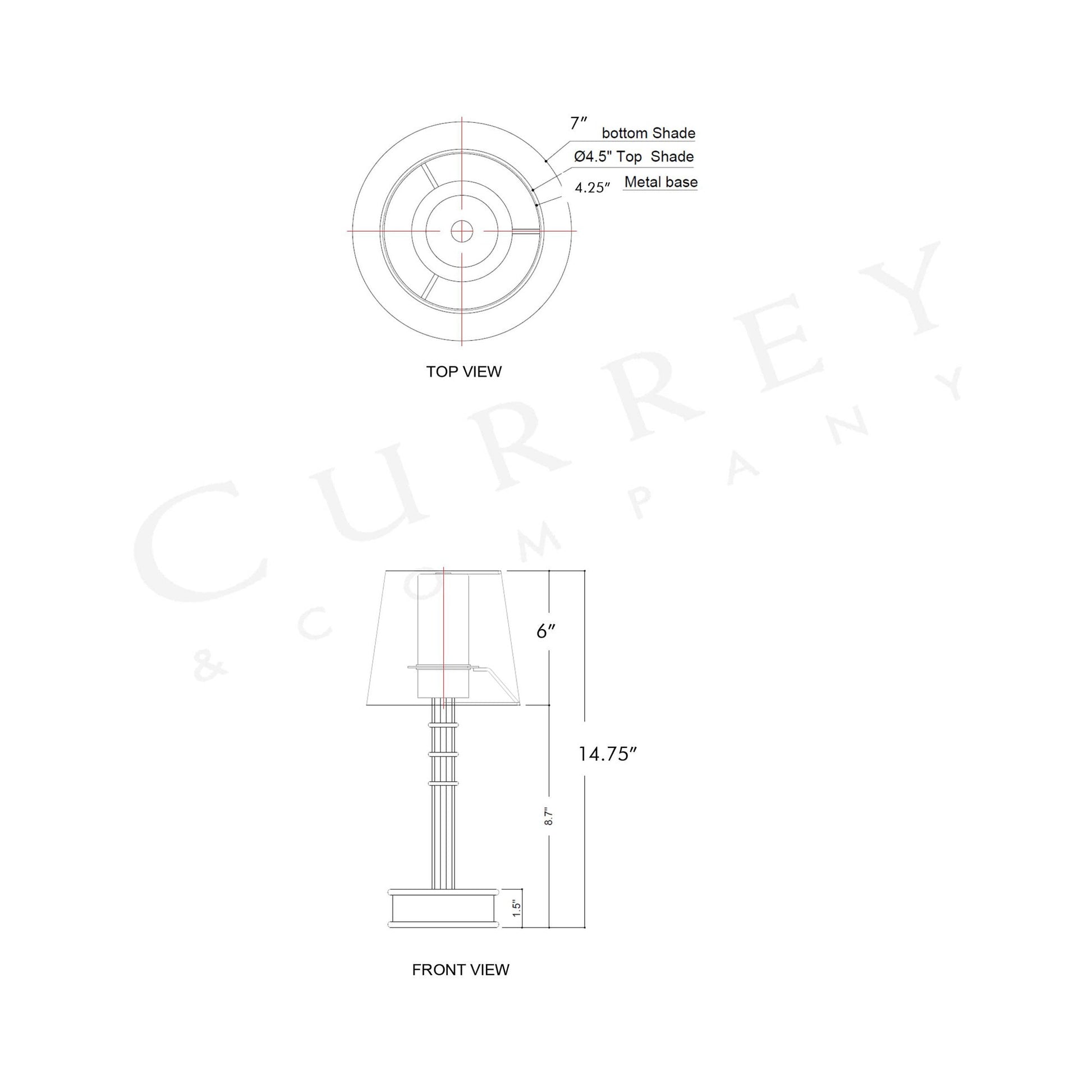 Valise LED Rechargeable Table Lamp - line drawing.