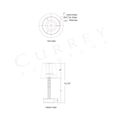 Valise LED Rechargeable Table Lamp - line drawing.