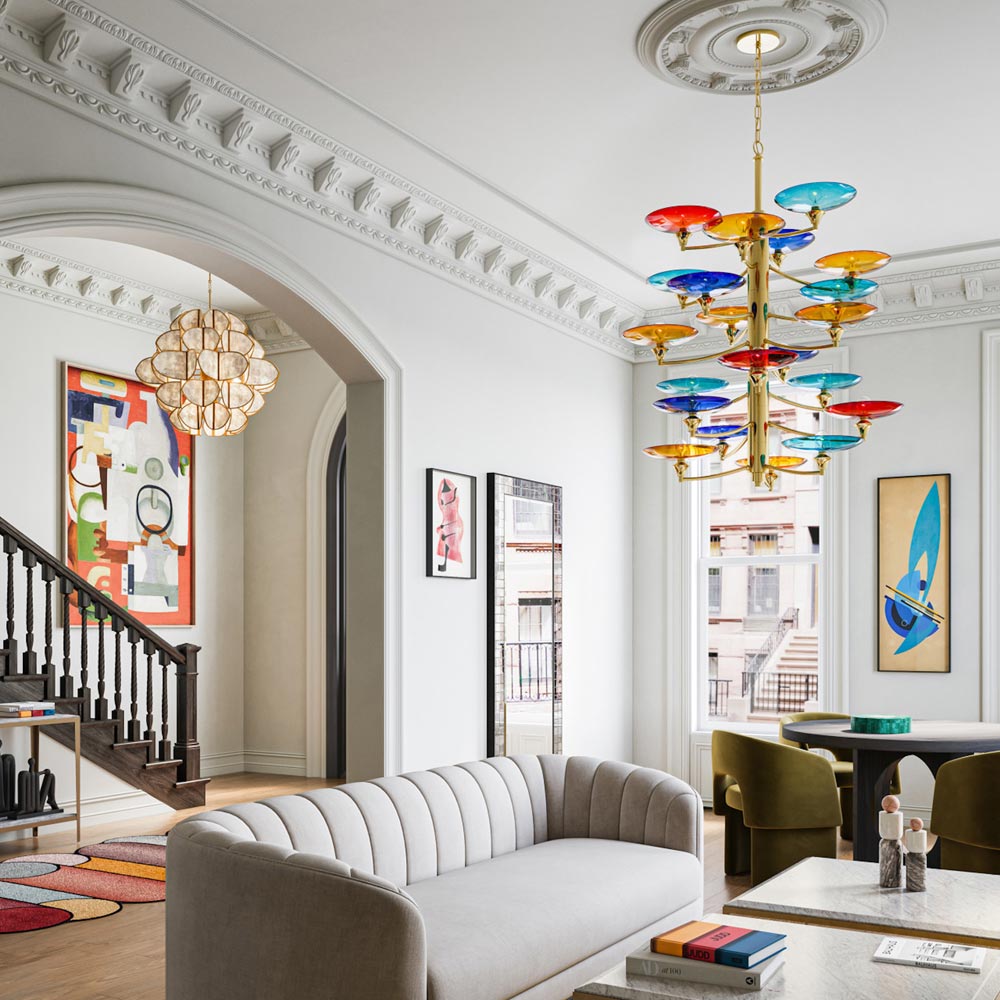 Veneto Chandelier in living room.
