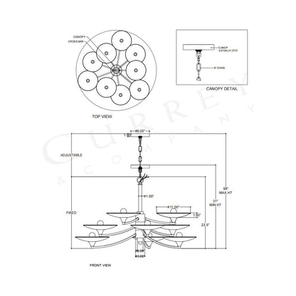 Veneto Chandelier - line drawing.