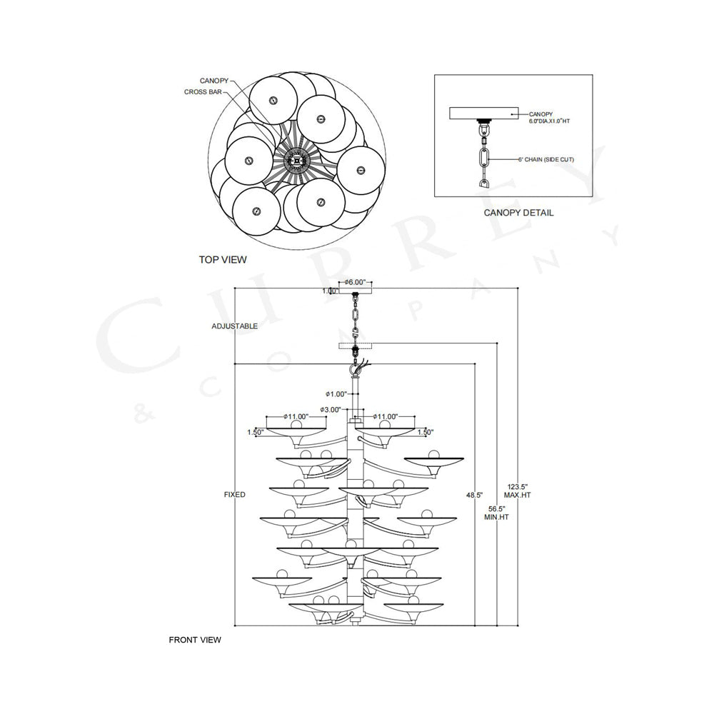Veneto Chandelier - line drawing.