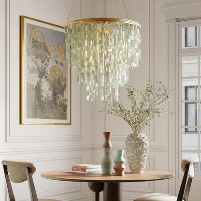 Verre de Mer Chandelier in living room.