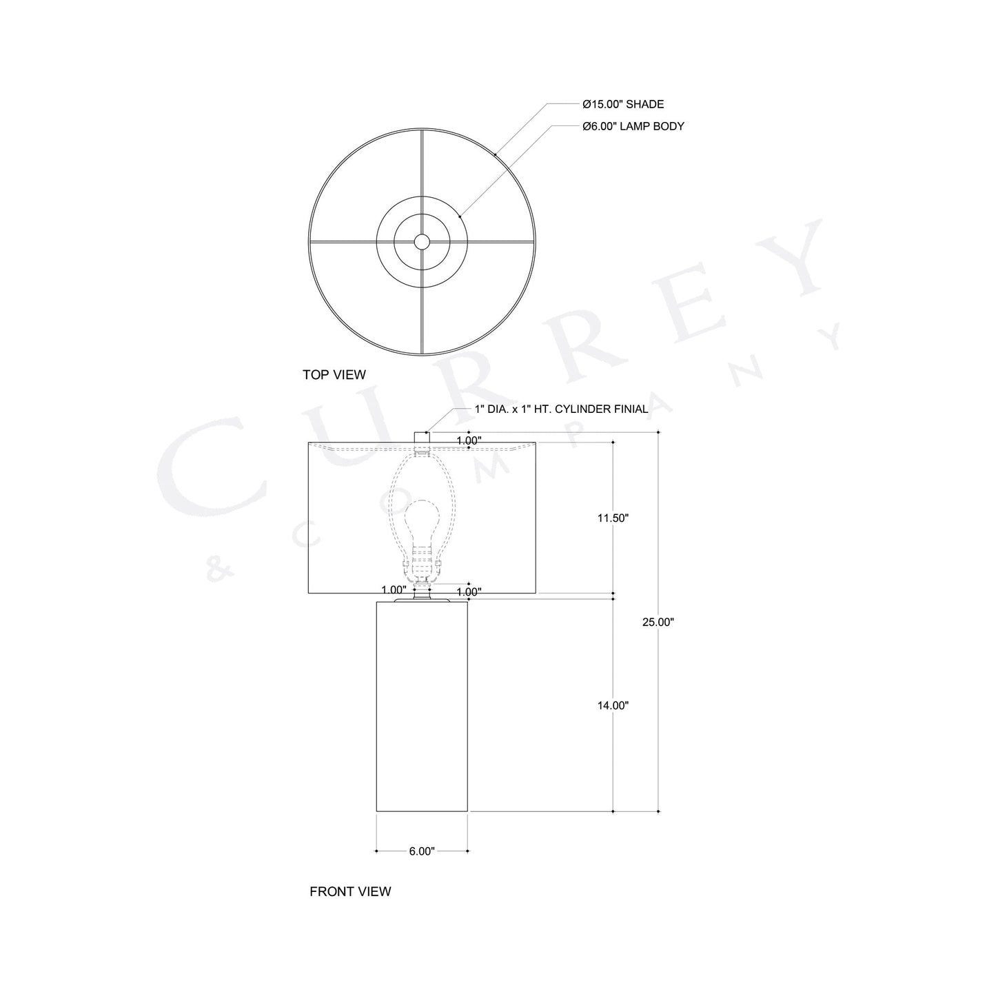 Vespera Table Lamp - line drawing.