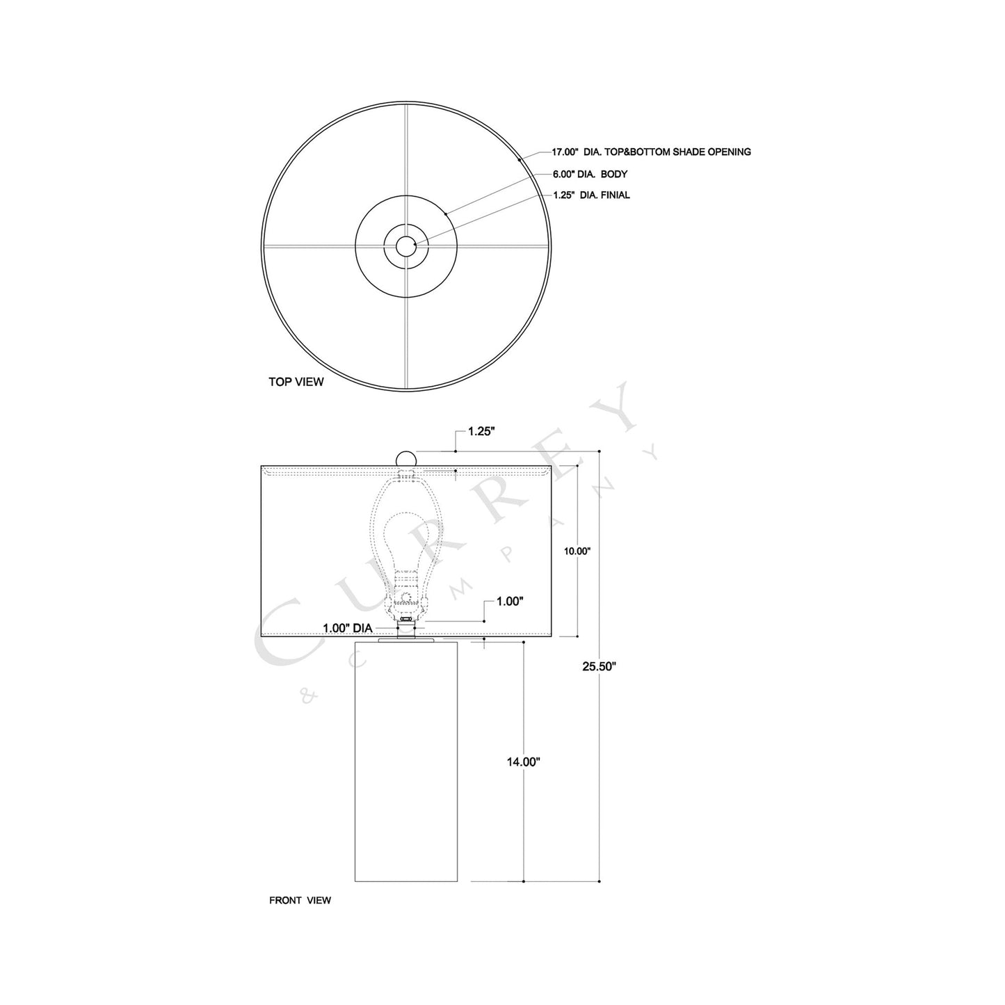 Vespera Table Lamp - line drawing.