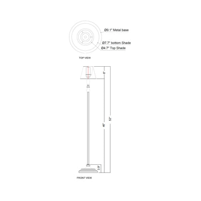 Viaggio LED Rechargeable Floor Lamp - line drawing.