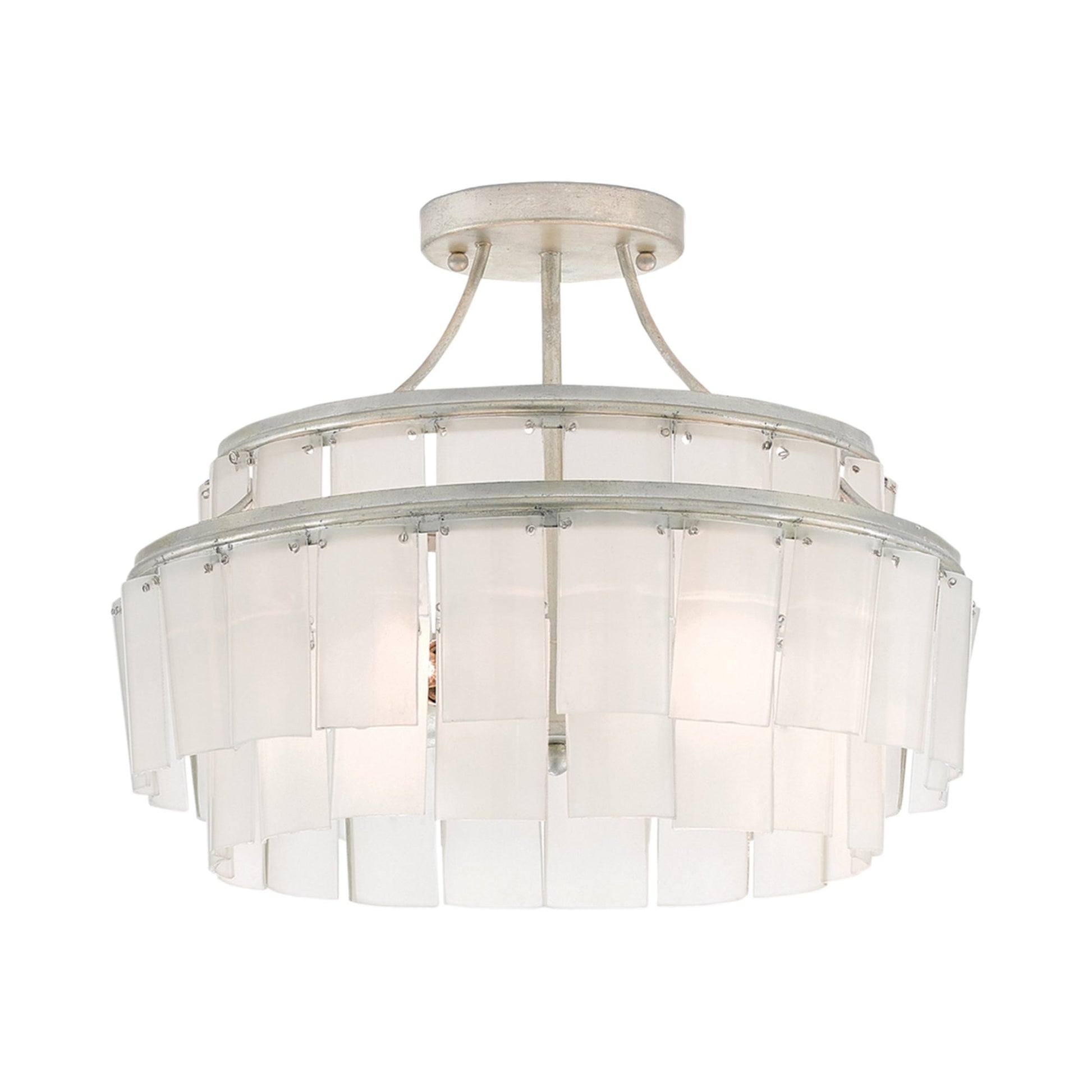 Vintner Semi Flush Mount Ceiling Light in Silver/Opaque White.