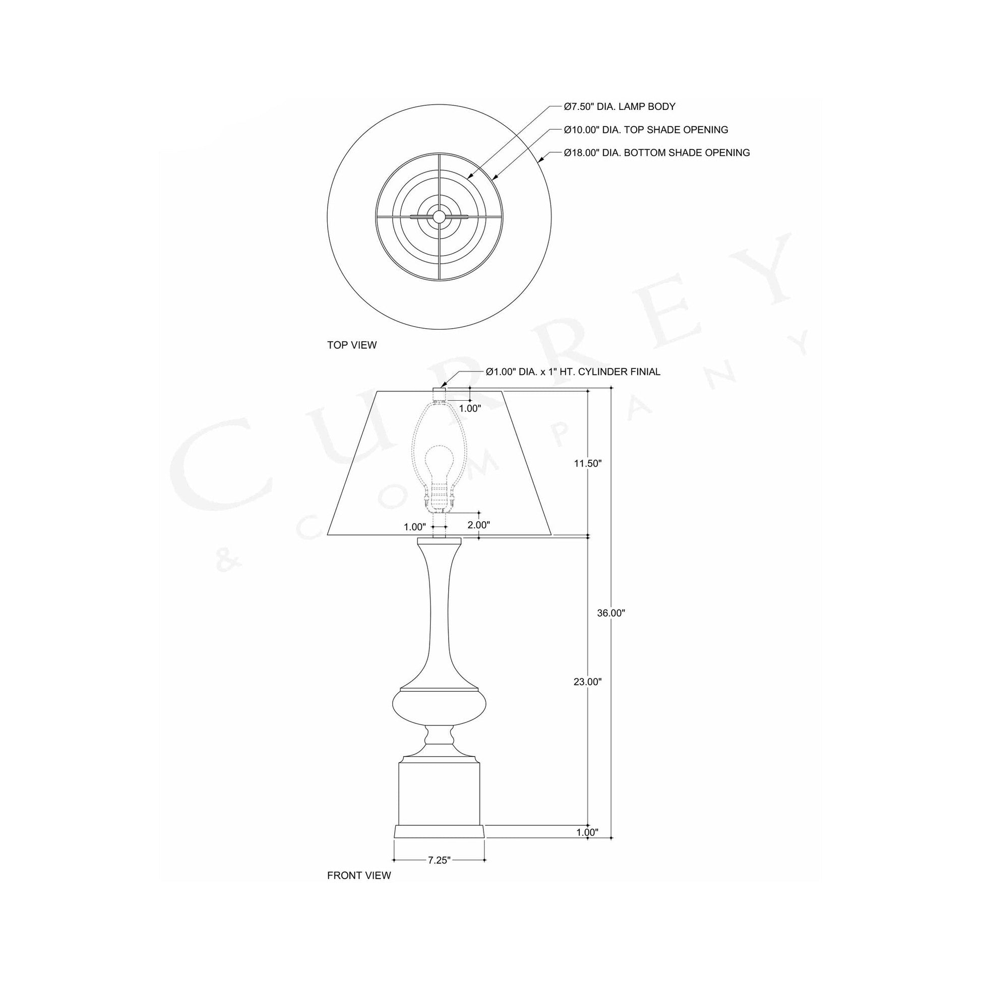 Virgil Table Lamp - line drawing.