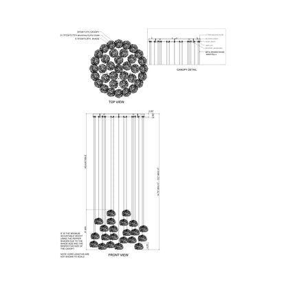 Virtu Round Multi Light Pendant Light - line drawing.