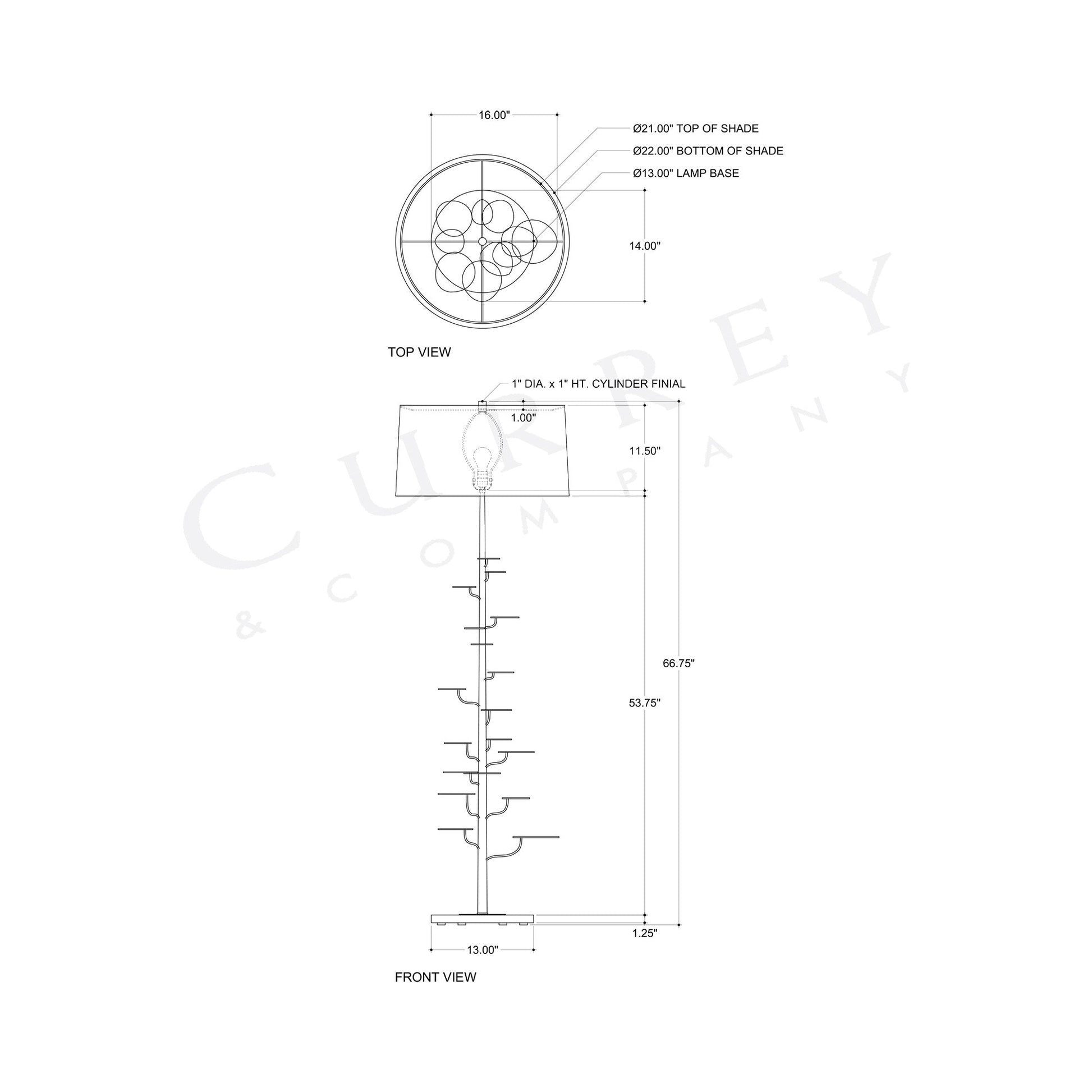 Vittoria Floor Lamp - line drawing.